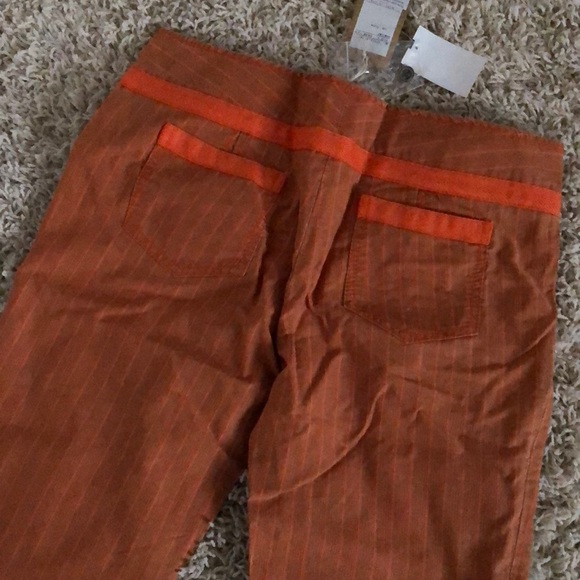 Navy striped orange cotton wide leg pant unique - Picture 8 of 8